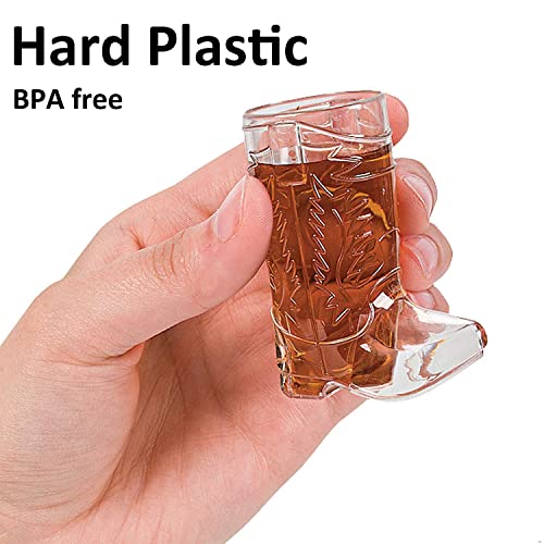 4E’s Novelty Cowboy Boot Shot Glass & Cups (12 Shot Glasses & 2 Big Mug 17oz) Hard Plastic, BPA Free – for Cowboy Themed Party Supplies | The Storepaperoomates Retail Market - Fast Affordable Shopping