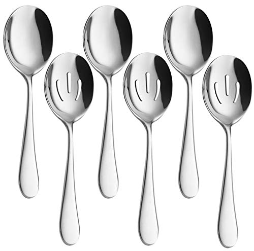 Serving Spoons x 3, Slotted Spoons x 3, AOOSY 8.7 inches Utility Advanced Performance Skimmer Perforated, 8 3/4″ Stainless Steel Serving Spoons Set for Buffet Can Banquet Cooking Kitchen Basics | The Storepaperoomates Retail Market - Fast Affordable Shopping