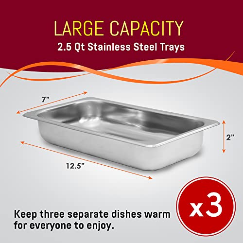 Elite Gourmet EWM-6171 7.5 Quart Triple Buffet Server Food Warmer Temperature Control, Clear Slotted Lids, Perfect for Parties, Entertaining & Holidays, 3 x 2.5Qt | The Storepaperoomates Retail Market - Fast Affordable Shopping