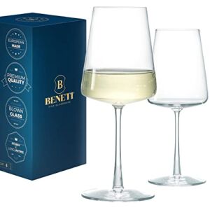 German Made Wine Glasses, High-End Wine Glass, [Set of 2] 14 Ounces White Wine Glasses, Premium Crystal Clear Blown Glassware for Wines, Extremely Durable, Great Gift for Holiday, Christmas, Birthday