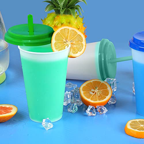 Plastic Kids Cups with Lids and Straws – 10 Pack 12 oz Reusable Tumbler with Straw | Color Changing Cup with Lid Adults Bulk Travel Tumblers Drinking Cups for Cold Coffee | The Storepaperoomates Retail Market - Fast Affordable Shopping