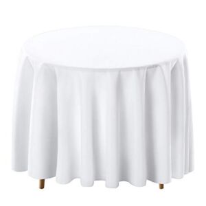 Surmente Tablecloth 120 Inch Round Polyester Table Cloth for Weddings, Banquets, or Restaurants (White) …