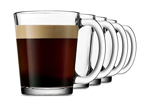 Godinger Coffee Mugs, Italian Made Glass Coffee Mug, Hot Beverage Tea Cups, Glass Cups, Drinking Glasses – 10oz., Set of 4 | The Storepaperoomates Retail Market - Fast Affordable Shopping
