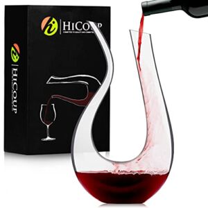 HiCoup Red Wine Decanter with Aerator – 750mL Crystal Glass Wine Carafe and Purifier for Home Bar﻿