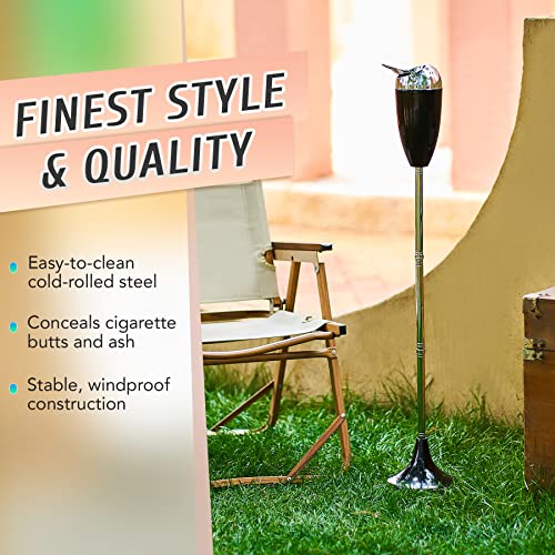 CO-Z Adjustable Floor Standing Ash Tray, Smokeless Outdoor Ashtray with Lid for Home Patio Cigarettes Ash Butt Disposal, Steel Windproof Stand Ashtray in 20″, 27.5″, 35″ Heights, Black | The Storepaperoomates Retail Market - Fast Affordable Shopping