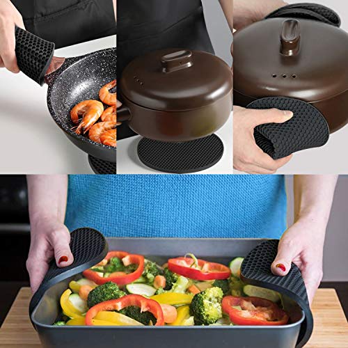 4 Pcs Trivets for Hot Dishes, Kitchen Heat Resistant Silicone Trivet, Extra Thick, Large, Non Slip (1. Black) | The Storepaperoomates Retail Market - Fast Affordable Shopping