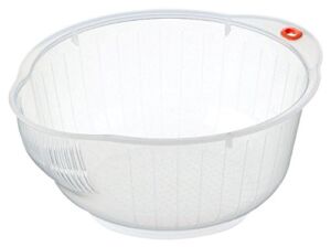 Inomata Japanese Rice Washing Bowl with Strainer, 2 quart