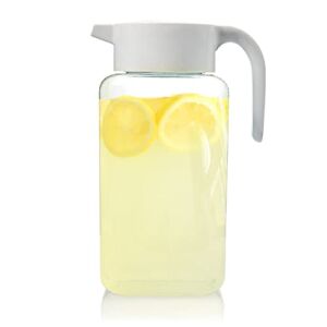 Arrow 1 Gallon Plastic Pitcher with Lid – Clear Plastic Pitcher for Refrigerator, Fill with Cold Drinks – Made in the USA. BPA Free, Space-Saving Rectangular Design – Fill with Lemonade, Milk, Juice
