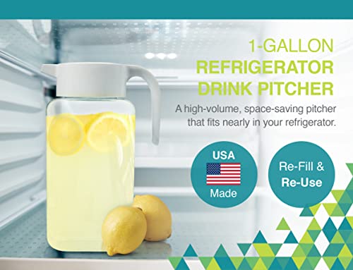 Arrow 1 Gallon Plastic Pitcher with Lid – Clear Plastic Pitcher for Refrigerator, Fill with Cold Drinks – Made in the USA. BPA Free, Space-Saving Rectangular Design – Fill with Lemonade, Milk, Juice | The Storepaperoomates Retail Market - Fast Affordable Shopping