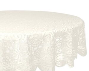 DII Home Essentials 100% Polyester, Machine Washable, Shabby Chic, Vintage Tablecloth or Overlay 63″ Round, Vintage Lace Cream