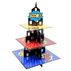 Superhero Party Supplies Cake Stand 3 Tier Cupcake Stand Superhereo Party Favors Mini Cupcake Stand for Birthday Party Decorations