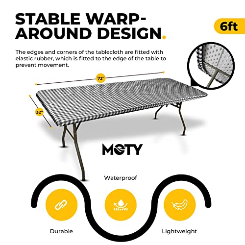 Tablecloth for Folding Table -Fitted Rectangular Table Cloth for 6 Foot – Size 32 x 72 inch – (180 x 75 cm) Plastic Vinyl Backed with Elastic Rim- for Christmas|Parties,Picnic,(Black and White Plaid) | The Storepaperoomates Retail Market - Fast Affordable Shopping