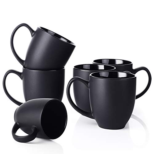 DOWAN Coffee Mugs, Black Coffee Mugs Set of 6, 16 oz Ceramic Coffee Cups with Large Handles for Men Women, Porcelain Big Mug for Tea Latte, Easy to Clean & Hold, for Thanksgiving, Christmas, Party | The Storepaperoomates Retail Market - Fast Affordable Shopping