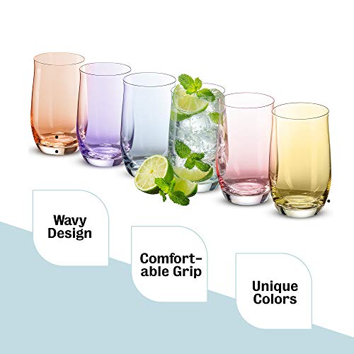 Colorful Drinking Glasses [Set of 6 | 14 Ounces]Colored Glass Cups with Heavy Weighted Base, Multi-Colored Glasses, Drinking Cups, Beer Glasses, Highball Glasses, Glass Tumbler, Cocktail Mixing Glass | The Storepaperoomates Retail Market - Fast Affordable Shopping