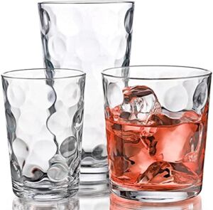 Glassware Set 18 Piece Mixed Drinkware. Set of 6 Glass Tumblers 17 oz., Set of 6 Rock 13 oz. and Set of 6 Juice 7 oz. Home Essentials & Beyond Glass Cups Drinking Glasses.