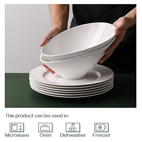 DOWAN Salad Bowls, 2 Packs Porcelain Serving Bowls, 26OZ Deep Soup Bowls, White Pasta Bowls, Ceramic Angled Bowls for Salad, Pasta, Soup, Fruit, Rice, Ideal for Home and Restaurant, Christmas Gifts | The Storepaperoomates Retail Market - Fast Affordable Shopping