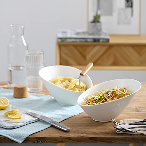 DOWAN Salad Bowls, 2 Packs Porcelain Serving Bowls, 26OZ Deep Soup Bowls, White Pasta Bowls, Ceramic Angled Bowls for Salad, Pasta, Soup, Fruit, Rice, Ideal for Home and Restaurant, Christmas Gifts | The Storepaperoomates Retail Market - Fast Affordable Shopping