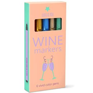 LuLu Wine Glass Markers – Metallic Colors 6 Pens Pack – Wine Charms Alternative