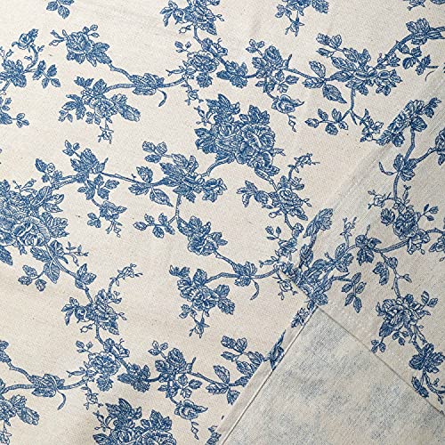 Pastoral Round Tablecloth – 60 Inch Dia. – Linen Fabric Table Cloth – Washable Table Cover with Dust-Proof Wrinkle Resistant for Restaurant, Picnic, Indoor and Outdoor Dining, Floral (Dark Blue) | The Storepaperoomates Retail Market - Fast Affordable Shopping
