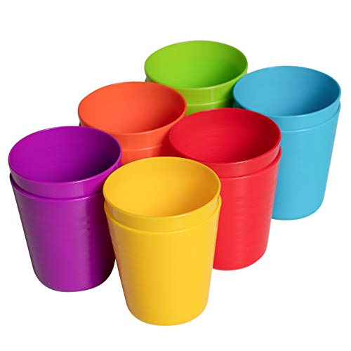 Klickpick Home – Set of 12 Kids Plastic Cups – 8 oz Children Drinking Cups Tumblers Reusable – Dishwasher Safe – BPA-Free Cups for Kids & Toddlers Bright Colored – Unbreakable Toddler Cups | The Storepaperoomates Retail Market - Fast Affordable Shopping