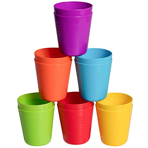 Klickpick Home – Set of 12 Kids Plastic Cups – 8 oz Children Drinking Cups Tumblers Reusable – Dishwasher Safe – BPA-Free Cups for Kids & Toddlers Bright Colored – Unbreakable Toddler Cups | The Storepaperoomates Retail Market - Fast Affordable Shopping