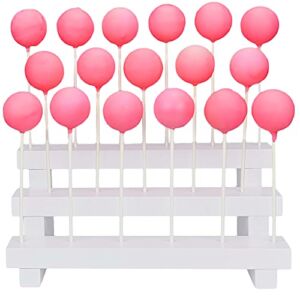 Cake Pop Stand Display Riser – 3 Tier Wood Lollipop Holder, 17 Hole Sucker Stand for Dessert Table of Wedding, Birthday Party – White, Collapsible, Fit 5/32″ (4mm) Lollipop Sticks