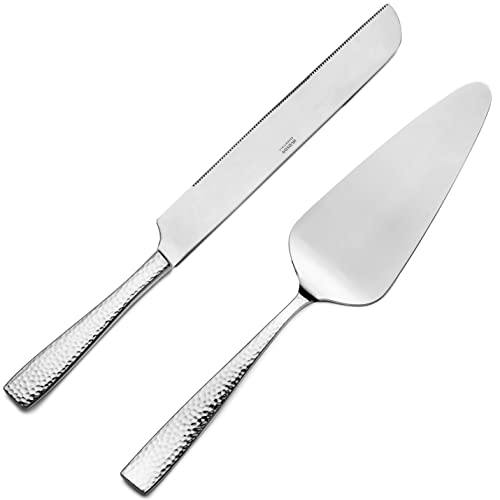 Hudson Essentials Hammered 18/10 Stainless Steel Cake Knife & Cake Server Set | The Storepaperoomates Retail Market - Fast Affordable Shopping