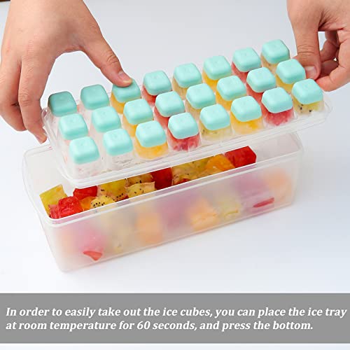 Ice Cube Tray with Lid and Storage Bin for Freezer, Easy-Release 24 Mini Nugget Ice Tray with Spill-Resistant Cover, Container, Scoop, Flexible Durable Plastic Ice Mold & Bucket, BPA Free (Green) | The Storepaperoomates Retail Market - Fast Affordable Shopping
