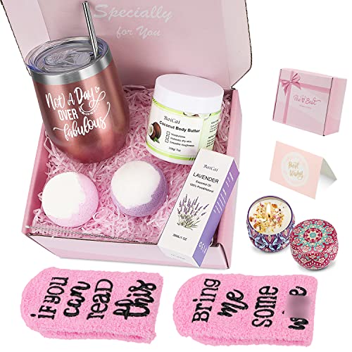 Birthday Gifts for Women, Spa Gift Basket for Women, Mothers Day Gifts for Mom Wife Sister Girlfriend Friend Aunt Teacher, Birthday Gifts for Her with Wine Tumbler Gift Set Birthday Gift Box for Women | The Storepaperoomates Retail Market - Fast Affordable Shopping