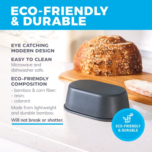 Grey Butter Dish with Lid For Countertop – Modern Bamboo Dark Grey Butter Crock – Dishwasher Safe Butter Keeper -Butter Holder Container Perfect For Large European Style Butter Such As Kerrygold | The Storepaperoomates Retail Market - Fast Affordable Shopping