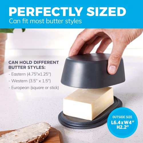 Grey Butter Dish with Lid For Countertop – Modern Bamboo Dark Grey Butter Crock – Dishwasher Safe Butter Keeper -Butter Holder Container Perfect For Large European Style Butter Such As Kerrygold | The Storepaperoomates Retail Market - Fast Affordable Shopping