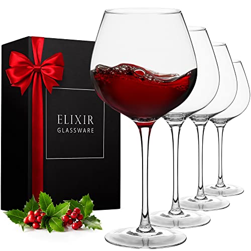 Red Wine Glasses – Large Wine Glasses, Hand Blown – Set of 4 Long Stem Wine Glasses, Premium Crystal – Wine Tasting, Wedding, Anniversary, Christmas – 22 oz, Clear | The Storepaperoomates Retail Market - Fast Affordable Shopping