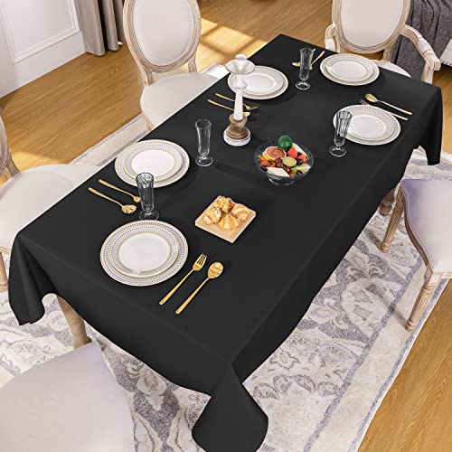 Softalker Rectangle Tablecloth Waterproof & Stain Resistant Table Cloth Wrinkle Free Fabric Washable 210GSM Polyester Table Cover for Dining/Party/Buffet/Wedding (60×84 inch, Black) | The Storepaperoomates Retail Market - Fast Affordable Shopping