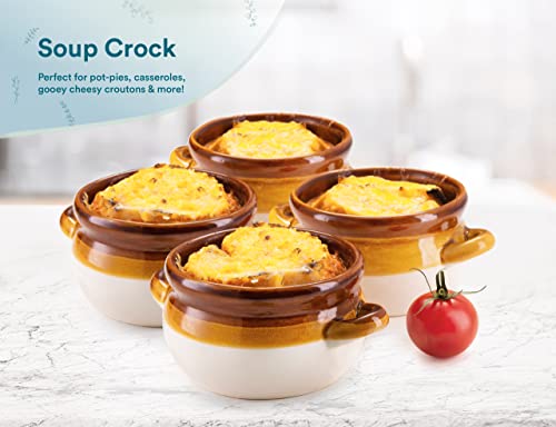 KooK French Onion Soup Crocks, Ceramic Make, Large Handles, Stoneware, Dishwasher, Microwave, Oven & Broil Safe 16oz Standard Capacity & 18oz Full Capacity | The Storepaperoomates Retail Market - Fast Affordable Shopping