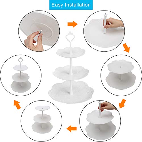 Coitak 3 Tier Cupcake Stand, Plastic Tiered Serving Stand, Dessert Tower Tray for Tea Party, Baby Shower and Wedding (Pure White) (Plastic) | The Storepaperoomates Retail Market - Fast Affordable Shopping