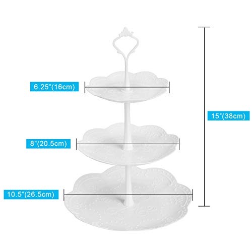 Coitak 3 Tier Cupcake Stand, Plastic Tiered Serving Stand, Dessert Tower Tray for Tea Party, Baby Shower and Wedding (Pure White) (Plastic) | The Storepaperoomates Retail Market - Fast Affordable Shopping