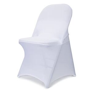 Babenest Spandex Folding Chair Covers Upgraded 10 PCS Universal Stretch Washable Fitted Chair Slipcovers Protector for Wedding, Holidays, Banquet, Party, Celebration (White)