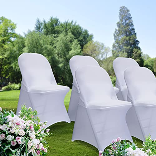 Babenest Spandex Folding Chair Covers Upgraded 10 PCS Universal Stretch Washable Fitted Chair Slipcovers Protector for Wedding, Holidays, Banquet, Party, Celebration (White) | The Storepaperoomates Retail Market - Fast Affordable Shopping