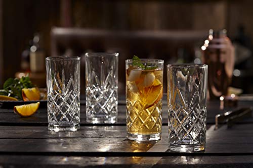 Royalty Art Kinsley Tall Highball Glasses Set of 8, 12 Ounce Cups, Textured Designer Glassware for Drinking Water, Beer, or Soda, Trendy and Elegant Dishware, Dishwasher Safe (Highball) | The Storepaperoomates Retail Market - Fast Affordable Shopping