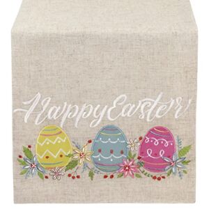 Feuille Easter Table Runner 68 inch – Spring Table Runner Polyester Linen Easter Eggs, Perfect for Farmhouse Easter Decorations for Table