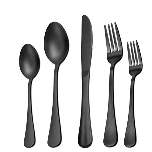 Matte Black Silverware Set Serve for 8, 40 Pieces Heavy Stainless Steel Flatware Set Utensils Cutlery Tableware Set Including Steak Knife Fork and Spoon, Gift Package for Wedding Housewarming | The Storepaperoomates Retail Market - Fast Affordable Shopping