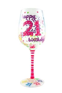 Top Shelf Unique Hand Painted 21st Birthday Wine Glass