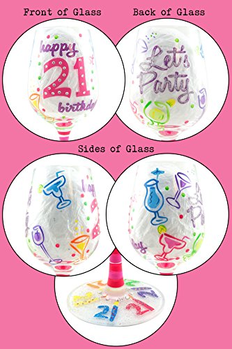 Top Shelf Unique Hand Painted 21st Birthday Wine Glass | The Storepaperoomates Retail Market - Fast Affordable Shopping
