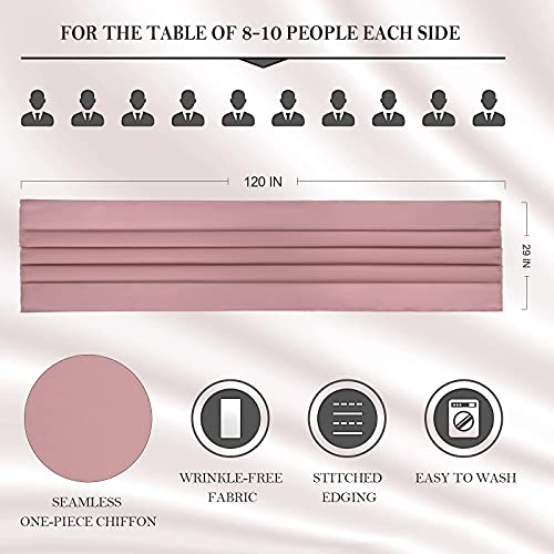 NETANY 4PCS Dusty Rose Chiffon Table Runner 29×120 Inches, Romantic Dusty Pink Sheer Fabric for Wedding Decorations, Baby Shower and Birthday Party Cake Table Decorations | The Storepaperoomates Retail Market - Fast Affordable Shopping