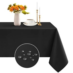 Romanstile Rectangle Tablecloth – Waterproof and Wrinkle Resistant Washable Polyester Table Cloth for Kitchen Dining/Party/Wedding Indoor and Outdoor Use (60 x 84 inch,Black)