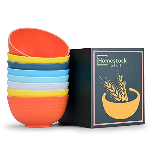 Homestockplus [Set of 8] 24 OZ Cereal Bowls, Unbreakable Wheat Straw Bowls, Microwave and Dishwasher Safe Reusable Bowls Set, E-Co Friendly Bowl for Ramen, Soup, Salad and more | The Storepaperoomates Retail Market - Fast Affordable Shopping