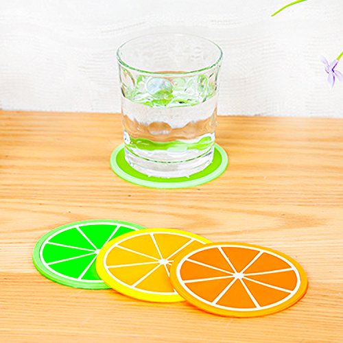 DomeStar Fruit Coaster, 7PCS 3.5″ Non Slip Coasters Heat Insulation Colorful Unique Slice Silicone Drink Cup Mat for Drinks Prevent Furniture and Tabletop | The Storepaperoomates Retail Market - Fast Affordable Shopping