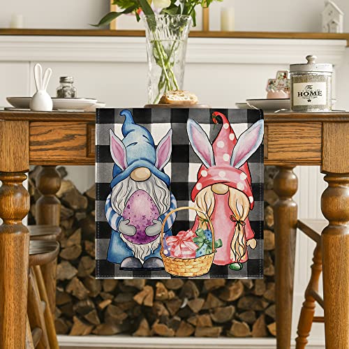 Artoid Mode Buffalo Plaid Bunny Gnomes Eggs Easter Table Runner, Spring Summer Seasonal Holiday Kitchen Dining Table Decor for Indoor Outdoor Home Party Decoration 13 x 72 Inch | The Storepaperoomates Retail Market - Fast Affordable Shopping
