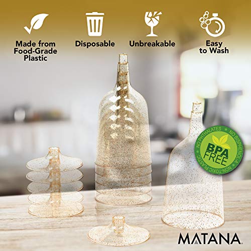 MATANA 50 Gold Glitter Plastic Wine Glasses for Weddings, Birthdays, Bridal Shower & Parties, 6oz – Sturdy & Reusable | The Storepaperoomates Retail Market - Fast Affordable Shopping