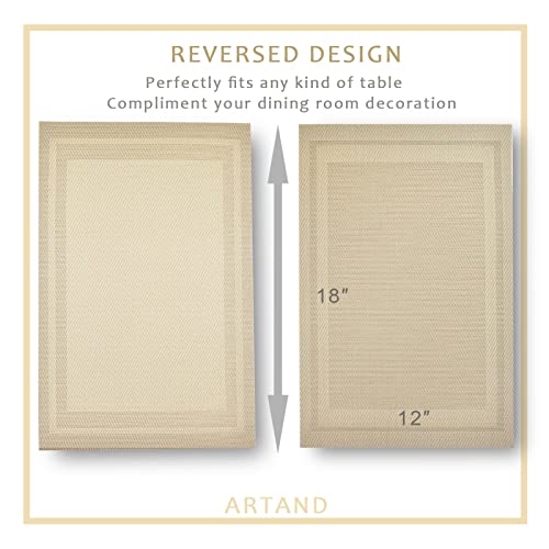 ARTAND Placemats Set of 6, Woven Placemats for Dining Table, Boho Decor Plastic Table Place Mats, Vinyl Table Mats for Indoor Outdoor Beige Frames | The Storepaperoomates Retail Market - Fast Affordable Shopping